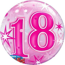Load image into Gallery viewer, 18th Birthday Bubble Balloon with a tassel and satin ribbon bow - UpUpNAwayBalloons