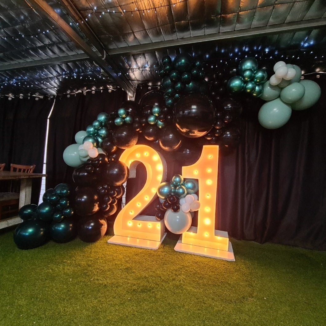 21st Light Up Hire Numbers - Not available to hire without a Balloon Garland - UpUpNAwayBalloons