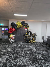 Load image into Gallery viewer, Black Shimmer Wall Backdrop for Hire - Only available when ordering Balloon Garlands also - UpUpNAwayBalloons