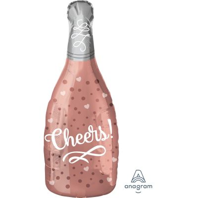 Cheers Rose Gold Champagne Bottle (Mini size) - UpUpNAwayBalloons