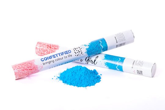 Confettified Holi Powder Gender Reveal Canons - UpUpNAwayBalloons