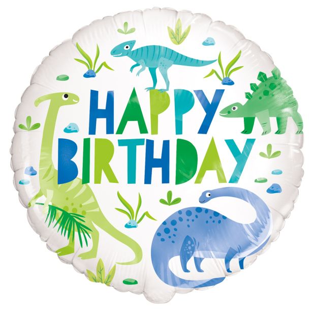 Dinosaur Happy Birthday 45cm Foil Balloon by UpUpNAwayBalloons