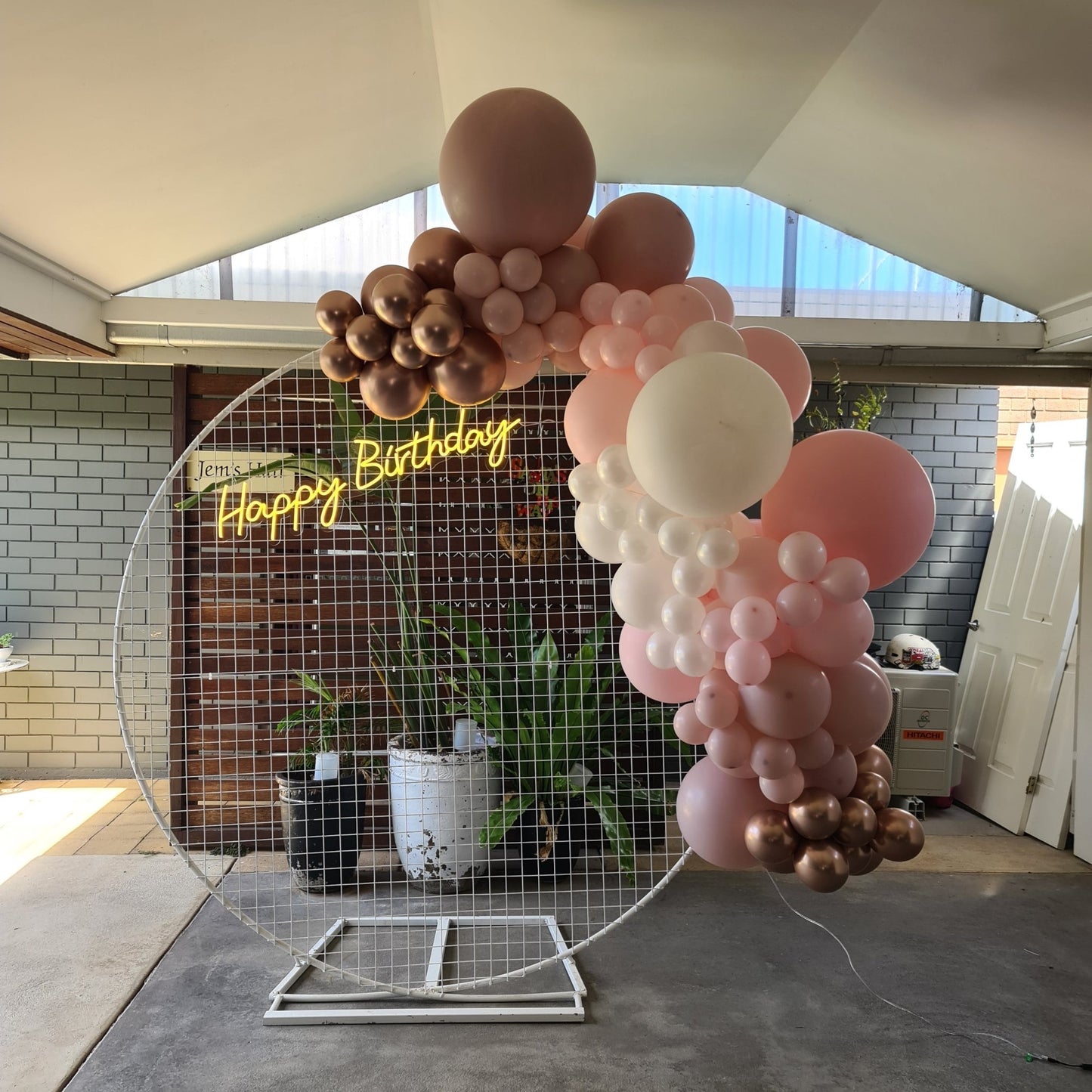 Happy Birthday Neon Sign for Hire - UpUpNAwayBalloons