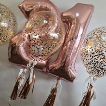 Load image into Gallery viewer, Helium Numbers with 16" Confetti Balloons (choose your colour) by UpUpNAwayBalloons