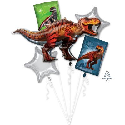 Jurassic Park T Rex Dinosaur Happy Birthday Helium Balloon Bouquet by UpUpNAwayBalloons