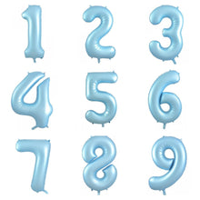 Load image into Gallery viewer, Matt Pastel Light Blue Numbers - UpUpNAwayBalloons