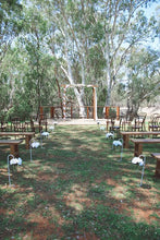 Load image into Gallery viewer, Natural Timber Wedding Arbour for Hire by UpUpNAwayBalloons