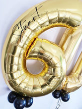 Load image into Gallery viewer, Personalised Balloon Numbers [Double Digit with tassels or little balloons at the neck. by UpUpNAwayBalloons