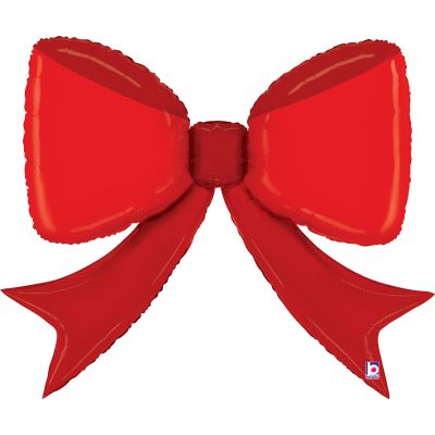 Red Bow Supershape Helium Balloon - UpUpNAwayBalloons