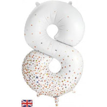 Load image into Gallery viewer, Sparkling Fizz White & Rose Gold Dots by UpUpNAwayBalloons