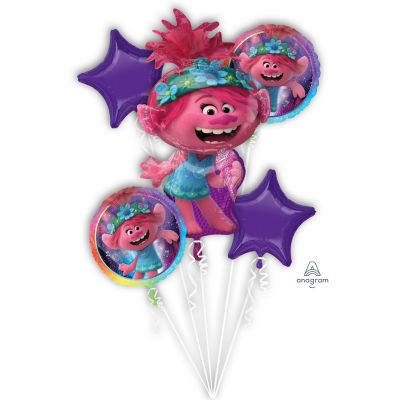 Trolls Birthday Helium Balloon Bouquet by UpUpNAwayBalloons