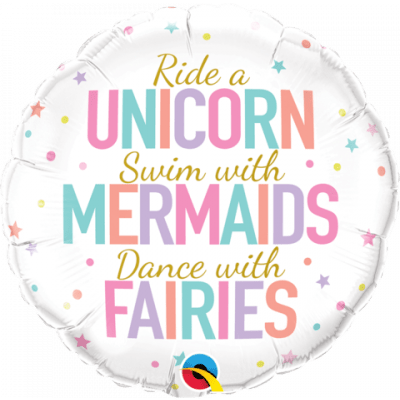 Unicorn Mermaids & Fairies 45cm Foil Balloon by UpUpNAwayBalloons