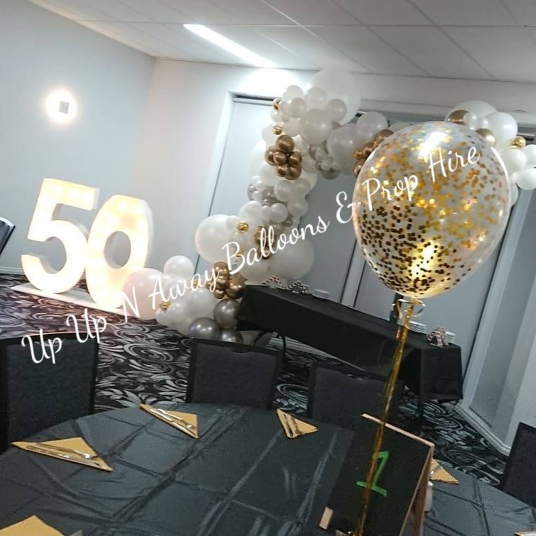 50th Light Up Hire Numbers - Not available to hire without a Balloon Garland by UpUpNAwayBalloons