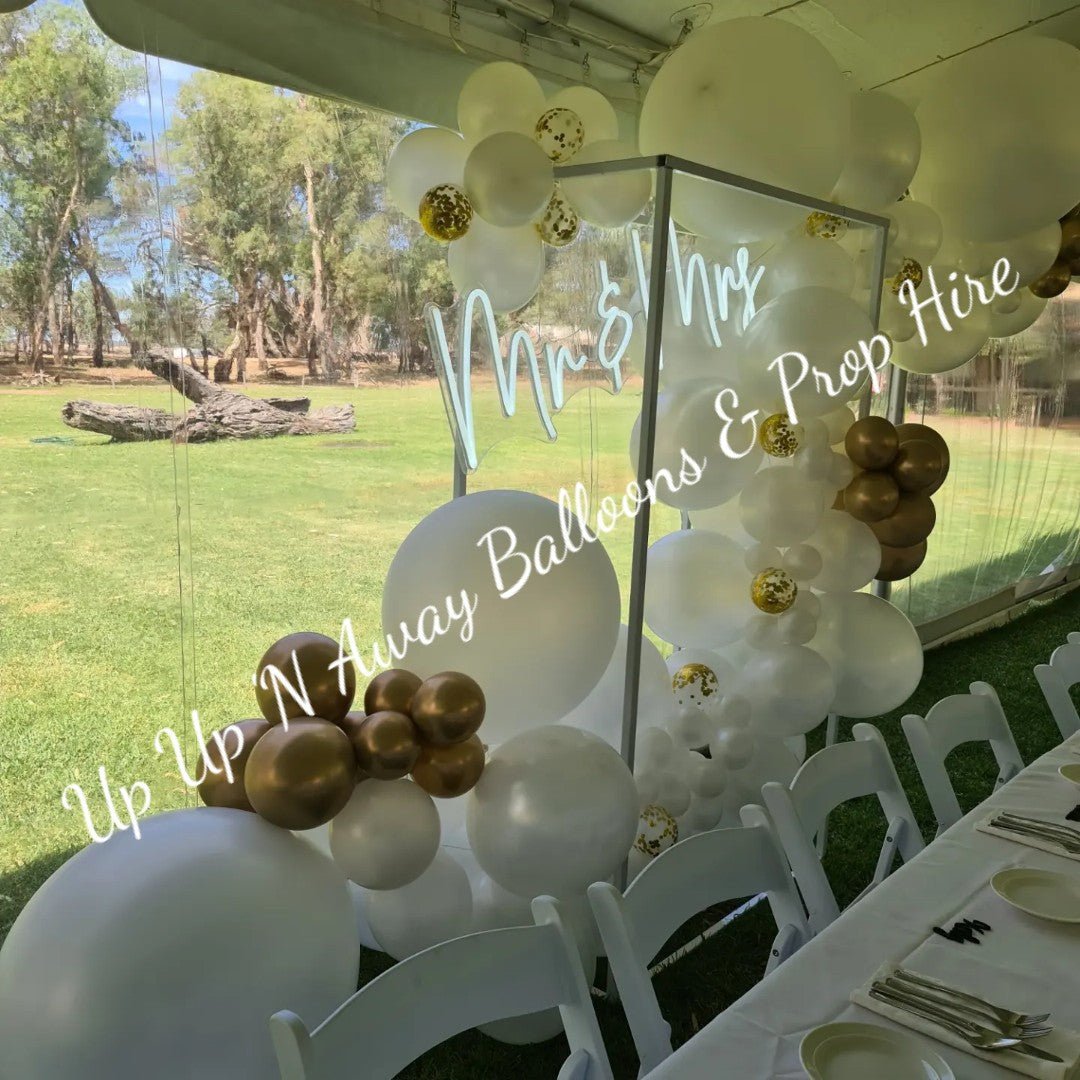 Mr & Mrs Neon Sign for Hire - UpUpNAwayBalloons