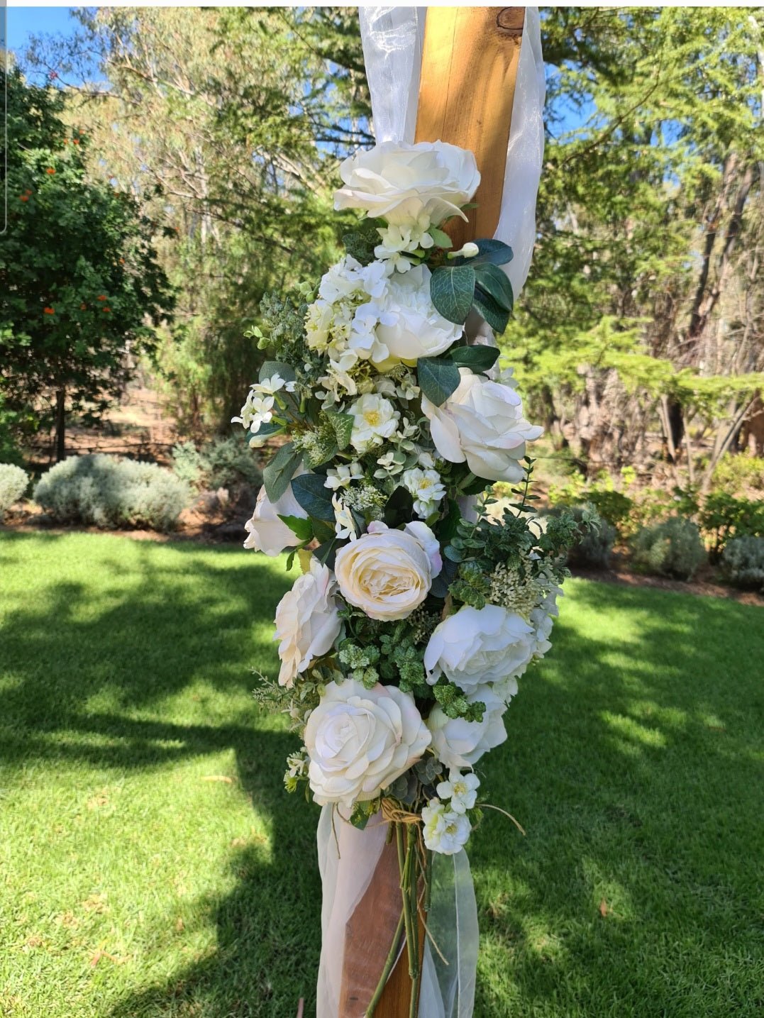 Natural Timber Wedding Arbour for Hire - UpUpNAwayBalloons