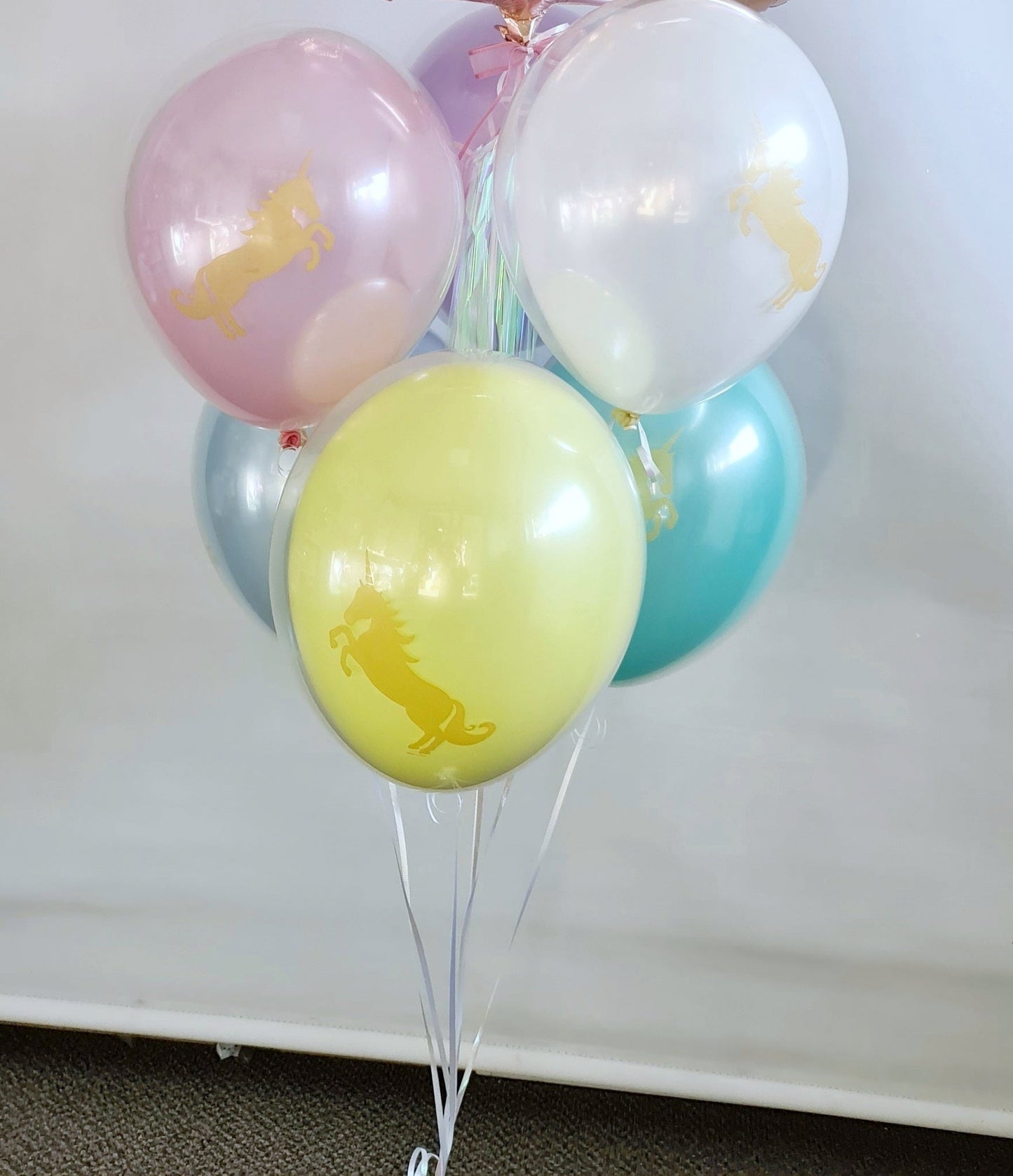 Unicorn Ghost Balloons over Pastel Colours - UpUpNAwayBalloons