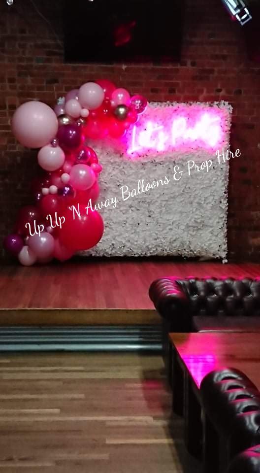 White Hydrangea Flower Wall Backdrop for Hire - UpUpNAwayBalloons