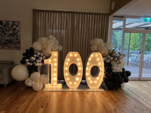 Load image into Gallery viewer, 100th Light Up Hire Numbers - Not available to hire without a Balloon Garland - UpUpNAwayBalloons
