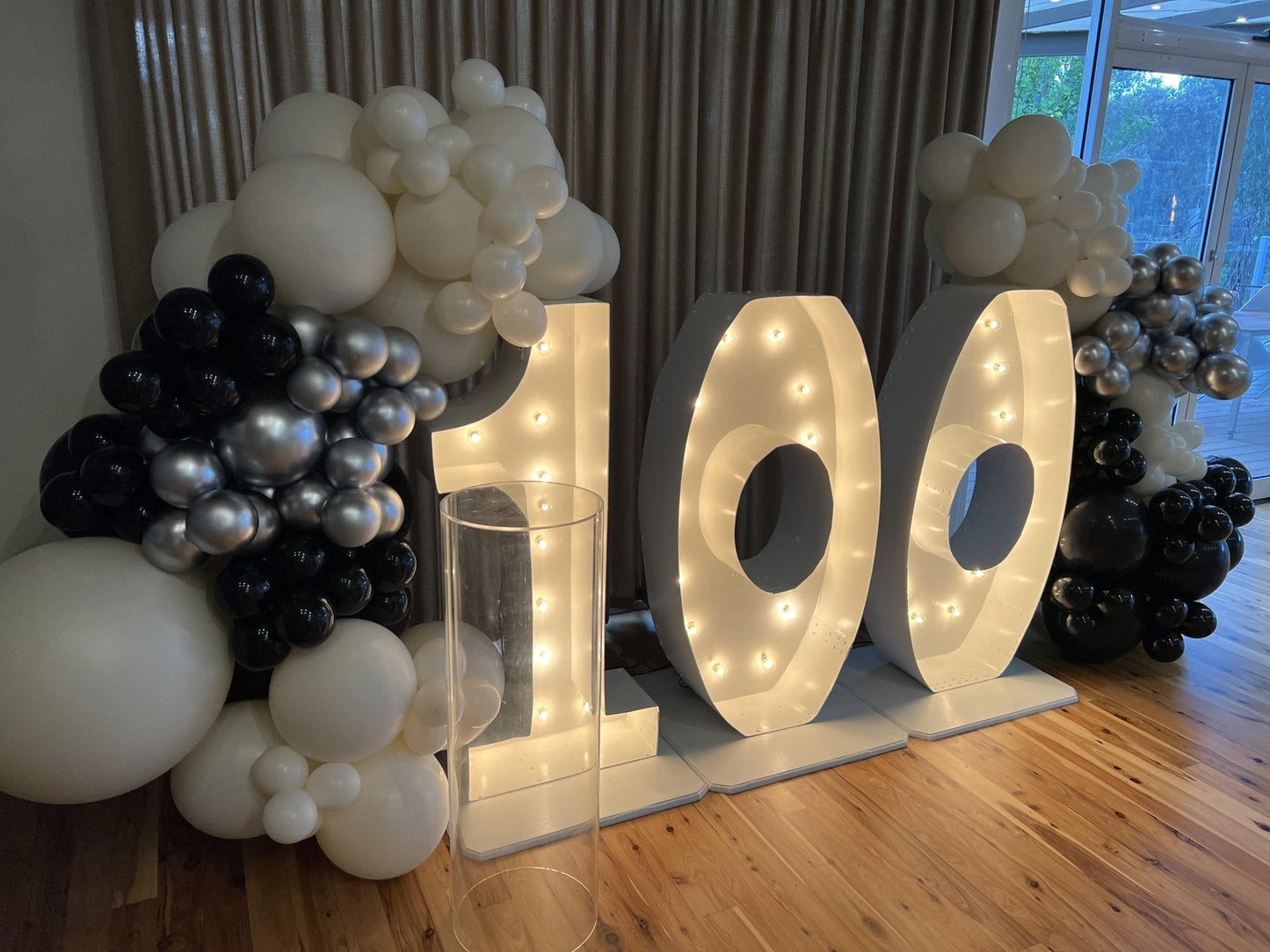 100th Light Up Hire Numbers - Not available to hire without a Balloon Garland - UpUpNAwayBalloons