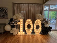 Load image into Gallery viewer, 100th Light Up Hire Numbers - Not available to hire without a Balloon Garland - UpUpNAwayBalloons
