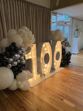 Load image into Gallery viewer, 100th Light Up Hire Numbers - Not available to hire without a Balloon Garland - UpUpNAwayBalloons
