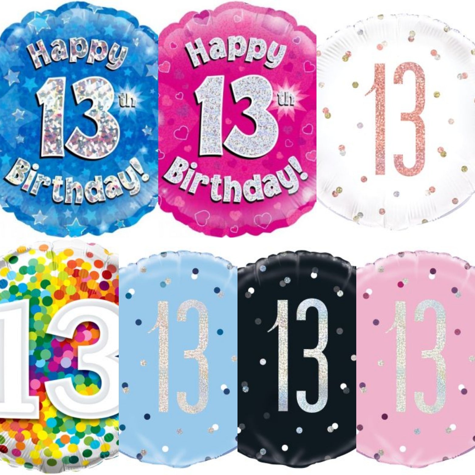 13th Foil Balloon Helium Bouquet - UpUpNAwayBalloons