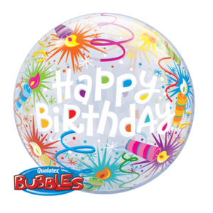 Happy Birthday Fireworks Bubble Balloon - UpUpNAwayBalloons