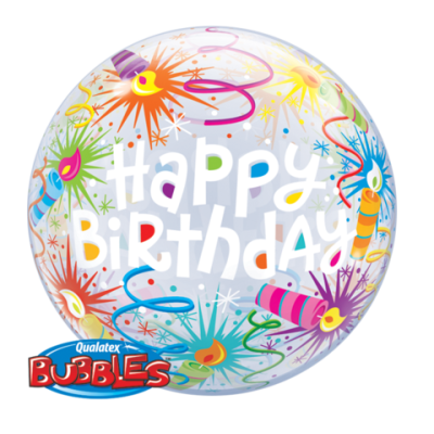 Happy Birthday Fireworks Bubble Balloon - UpUpNAwayBalloons