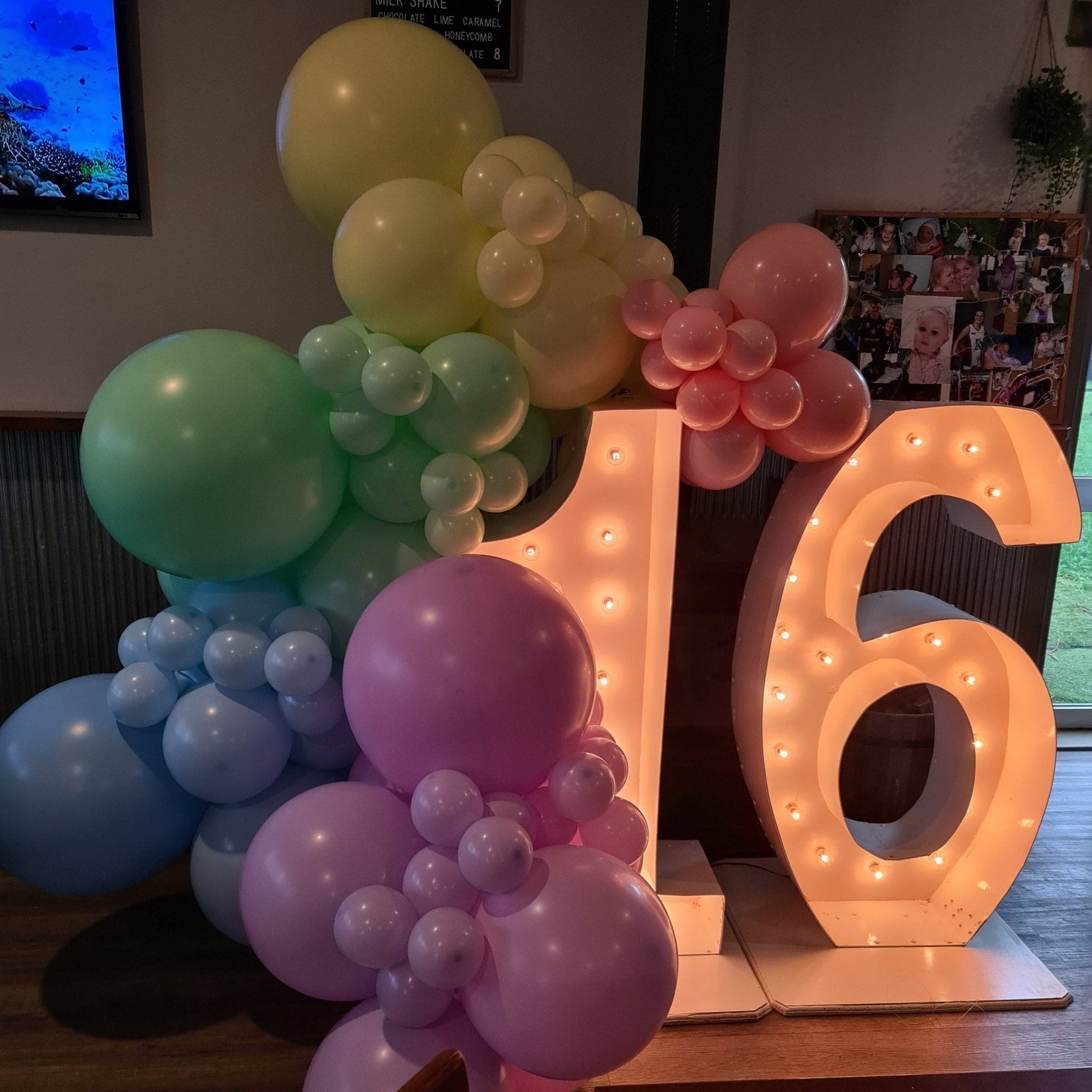 16th Light Up Hire Numbers - Not available to hire without a Balloon Garland - UpUpNAwayBalloons
