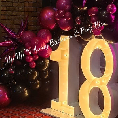 18th Light Up Hire Numbers - Not available to hire without a Balloon Garland - UpUpNAwayBalloons