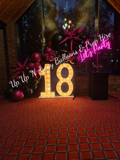 18th Light Up Hire Numbers - Not available to hire without a Balloon Garland - UpUpNAwayBalloons
