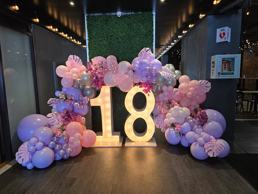 18th Light Up Hire Numbers - Not available to hire without a Balloon Garland - UpUpNAwayBalloons