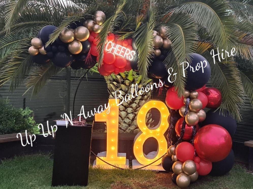 18th Light Up Hire Numbers - Not available to hire without a Balloon Garland - UpUpNAwayBalloons