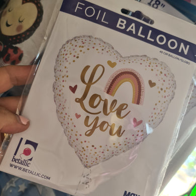 Love You Retro Rainbow Heart - UpUpNAwayBalloons