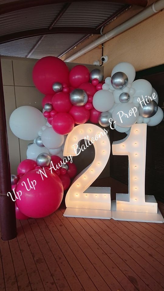 21st Light Up Hire Numbers - Not available to hire without a Balloon Garland - UpUpNAwayBalloons