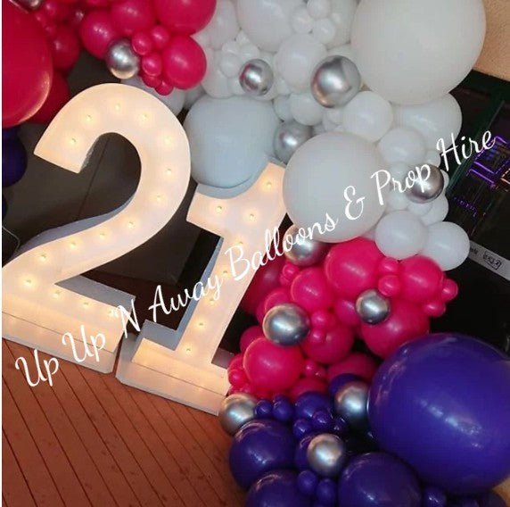 21st Light Up Hire Numbers - Not available to hire without a Balloon Garland - UpUpNAwayBalloons