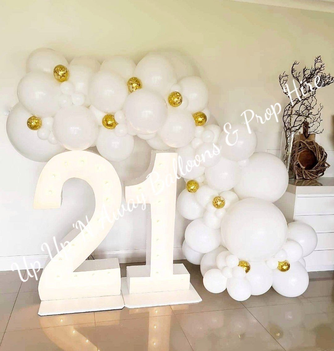 21st Light Up Hire Numbers - Not available to hire without a Balloon Garland - UpUpNAwayBalloons