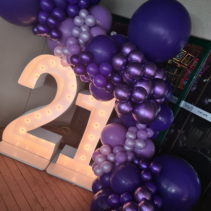 21st Light Up Hire Numbers - Not available to hire without a Balloon Garland - UpUpNAwayBalloons