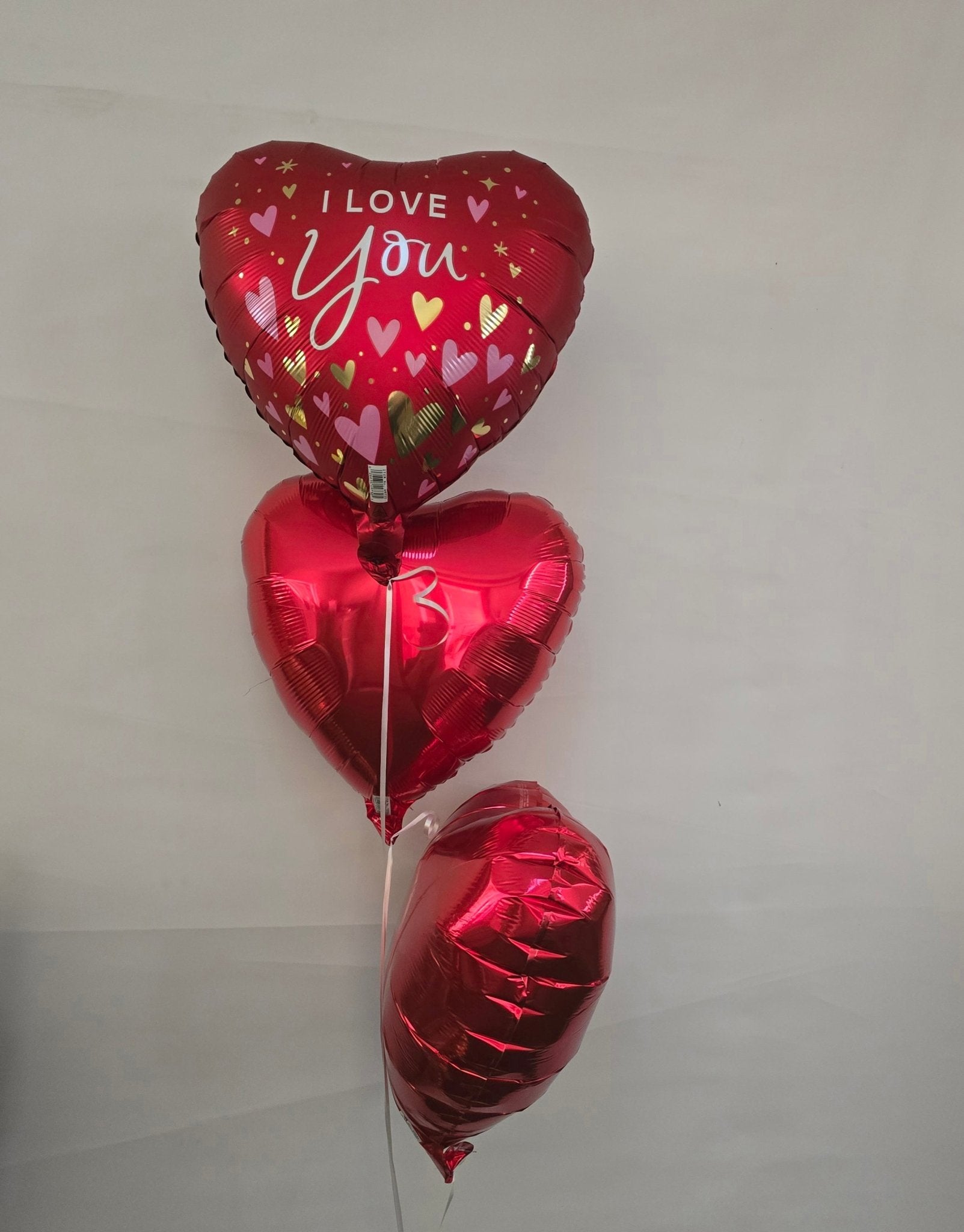 3 Heart Helium bouquet - UpUpNAwayBalloons