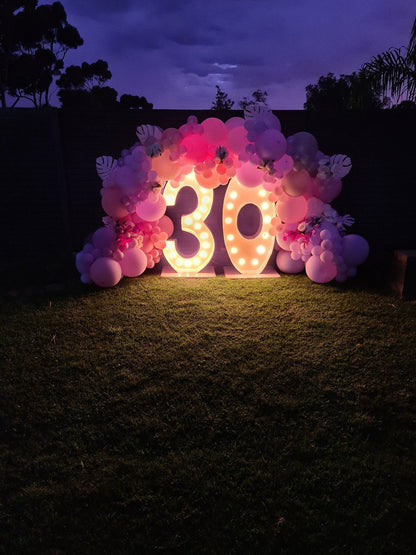 30th Light Up Hire Numbers - UpUpNAwayBalloons