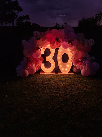 30th Light Up Hire Numbers - UpUpNAwayBalloons