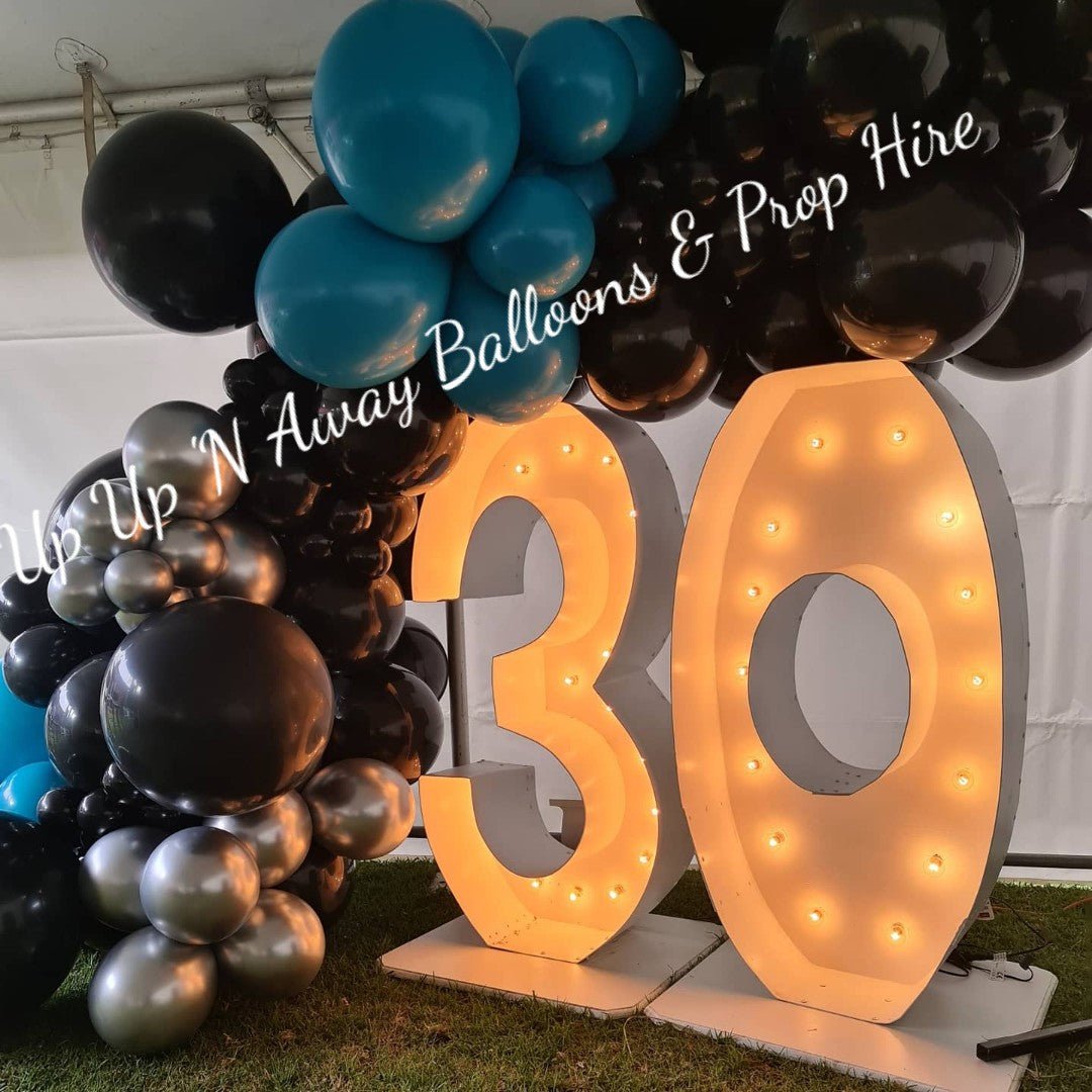 30th Light Up Hire Numbers - UpUpNAwayBalloons