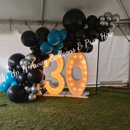 30th Light Up Hire Numbers - UpUpNAwayBalloons