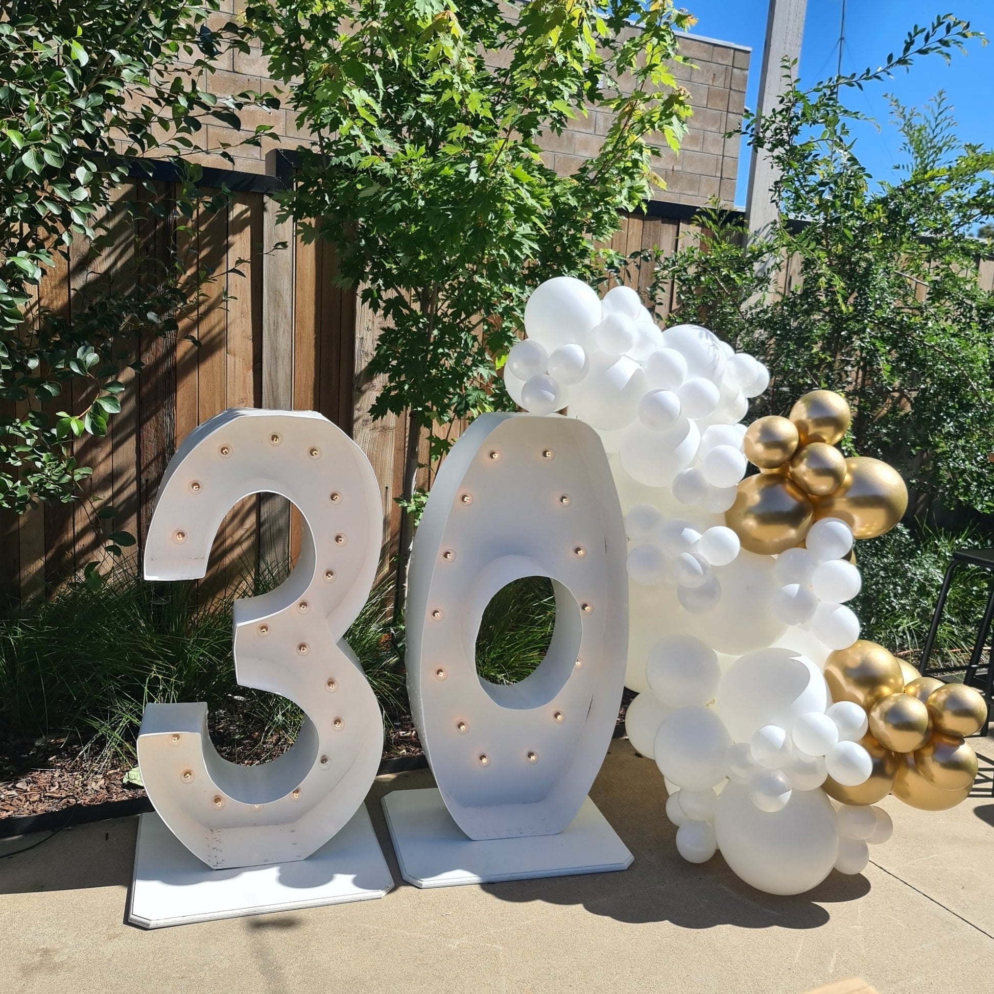 30th Light Up Hire Numbers - Not available to hire without a Balloon Garland - UpUpNAwayBalloons