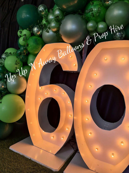 60th Light Up Hire Numbers - Not available to hire without a Balloon Garland by UpUpNAwayBalloons