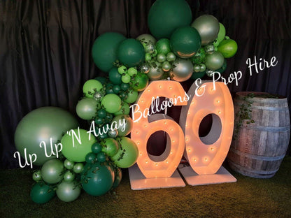 60th Light Up Hire Numbers - Not available to hire without a Balloon Garland by UpUpNAwayBalloons