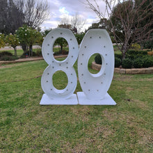 Load image into Gallery viewer, 80th Light Up Hire Numbers - Not available to hire without a Balloon Garland by UpUpNAwayBalloons
