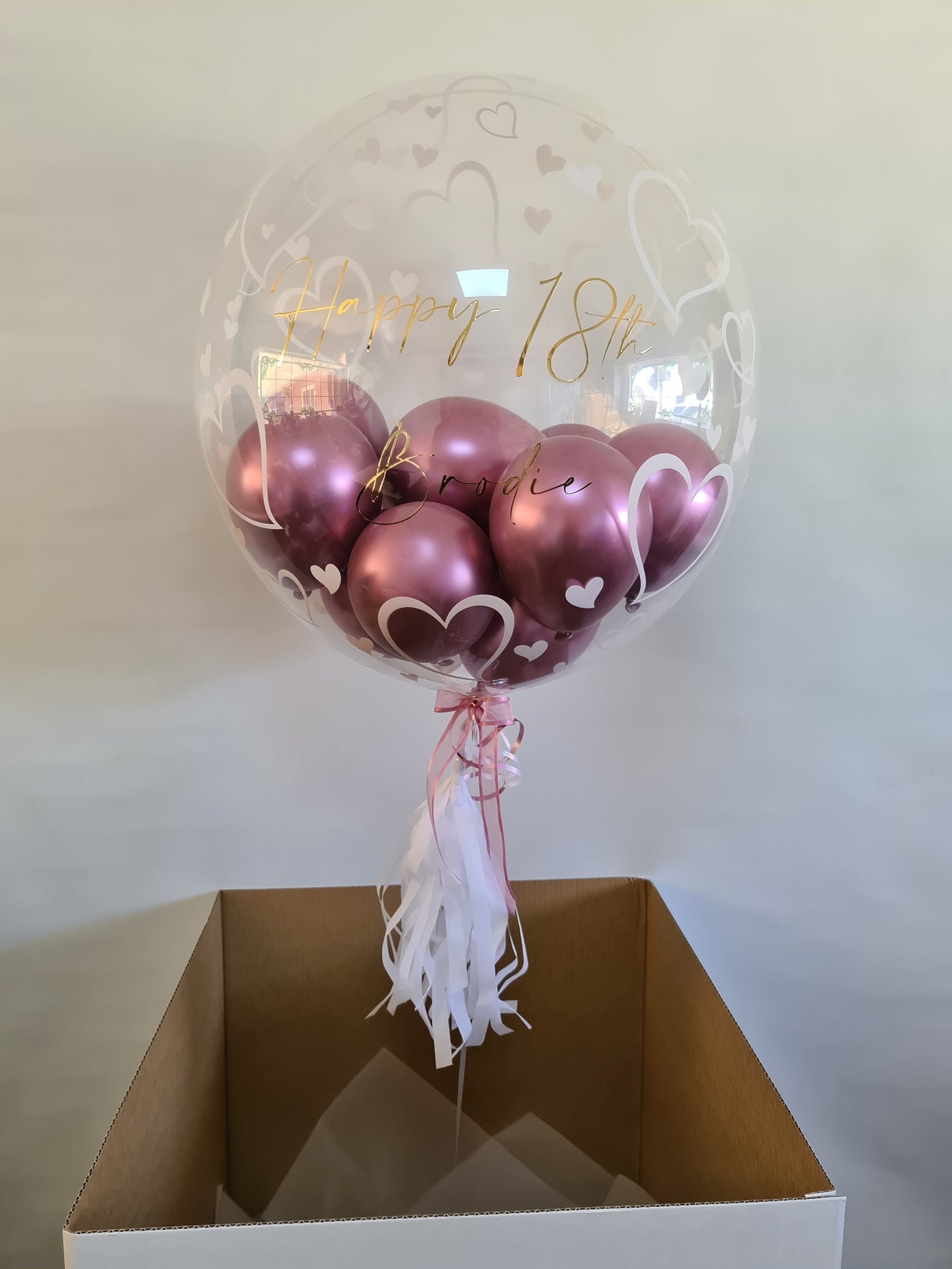 Beautiful Bubble Balloons in a Box - Love Hearts - UpUpNAwayBalloons