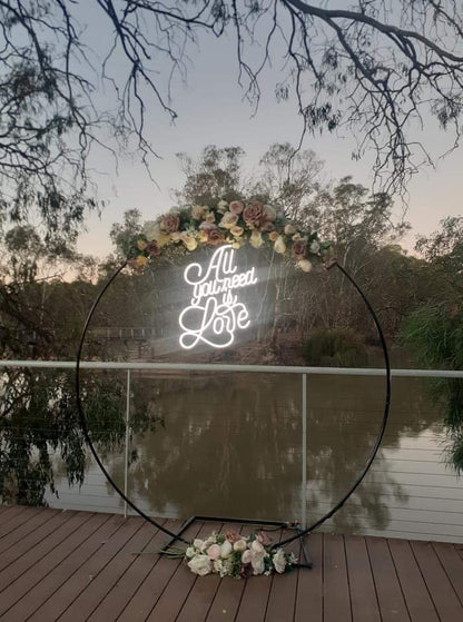 All You Need Is LOVE Neon Sign for Hire - only available when hiring a backdrop and ordering a balloon garland by UpUpNAwayBalloons