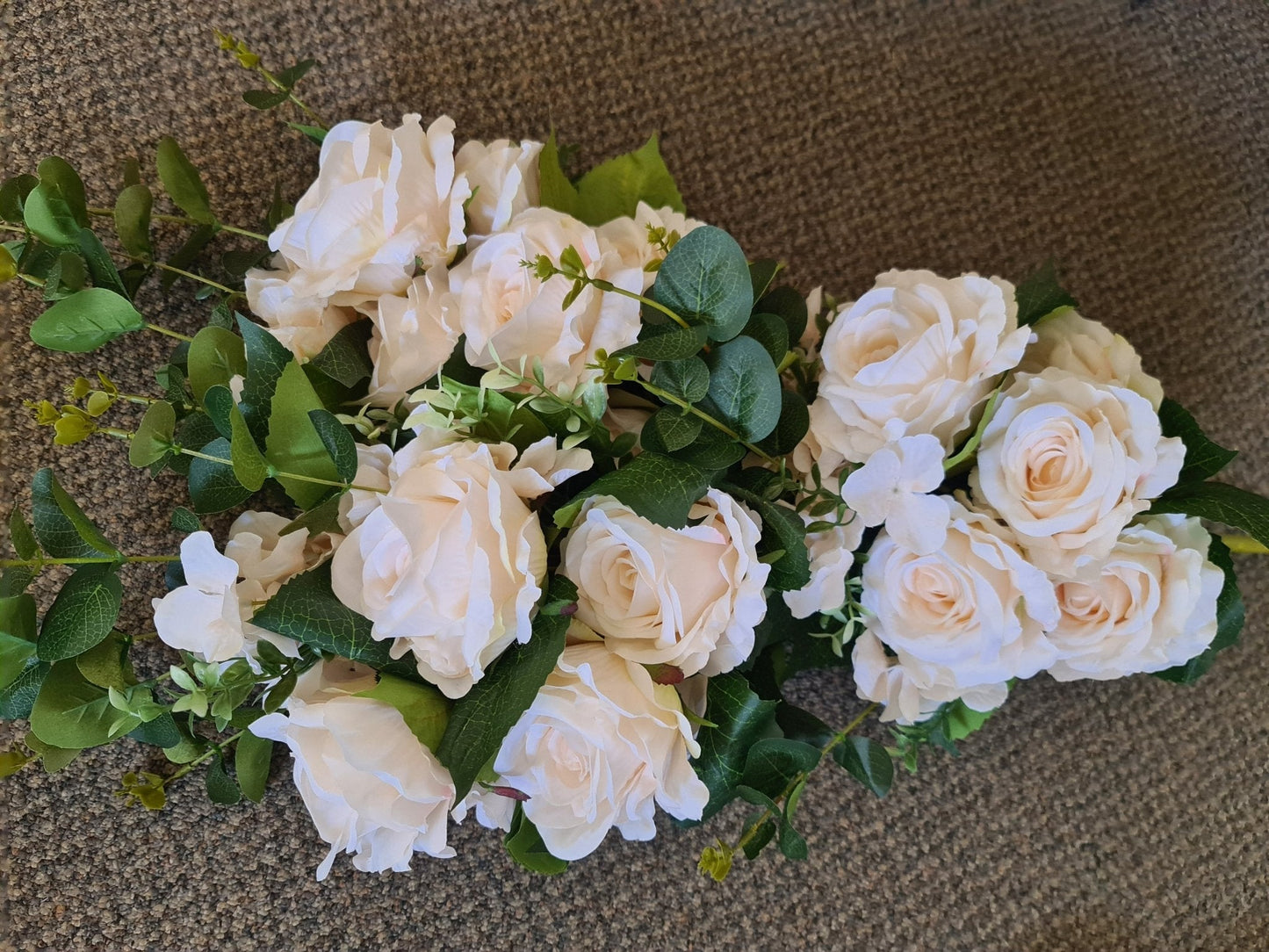 Artificial Flowers and Greenery for hire - available for hire when hiring a backdrop with us and an Organic Balloon Garland by UpUpNAwayBalloons